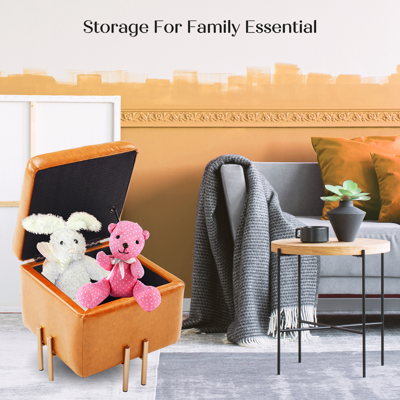 Storage Ottoman Cube Seat Blanket Chest Couch Tuffet Foot Stool PU Leather VAR - Picture 136 of 180