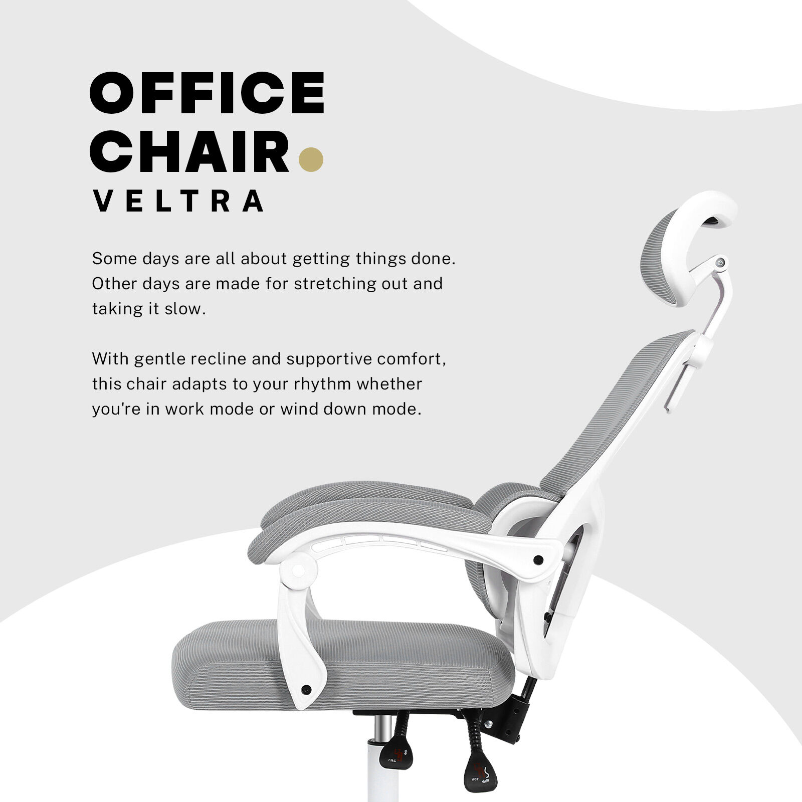 Ergonomic Mesh Office Chair, Lumbar Support, Adjust Headrest PINK/GREY/BLACK/B&W - Picture 58 of 75