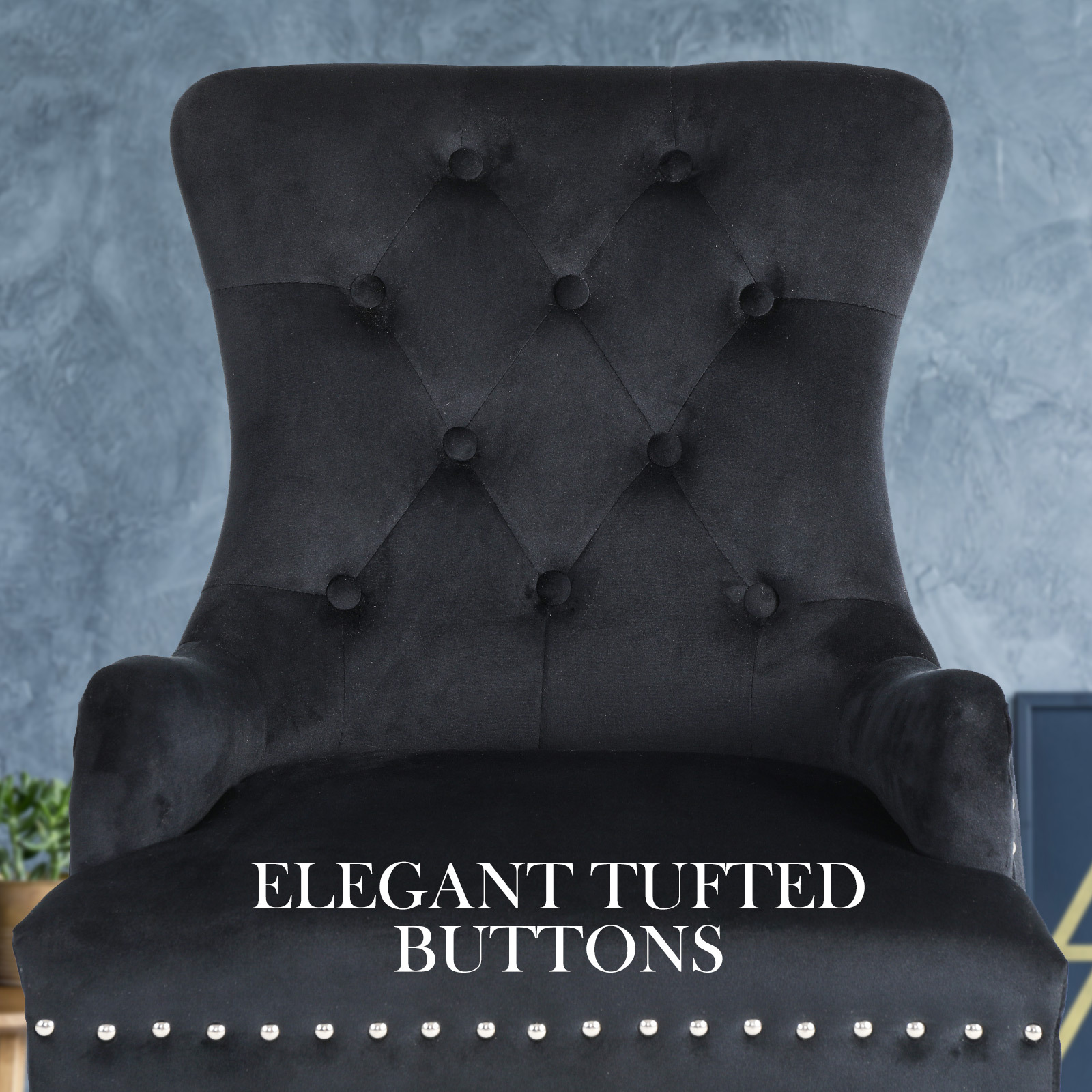 2X Dining Chair French Provincial Ring Studded Velvet Rubberwood LISSE - Picture 16 of 60