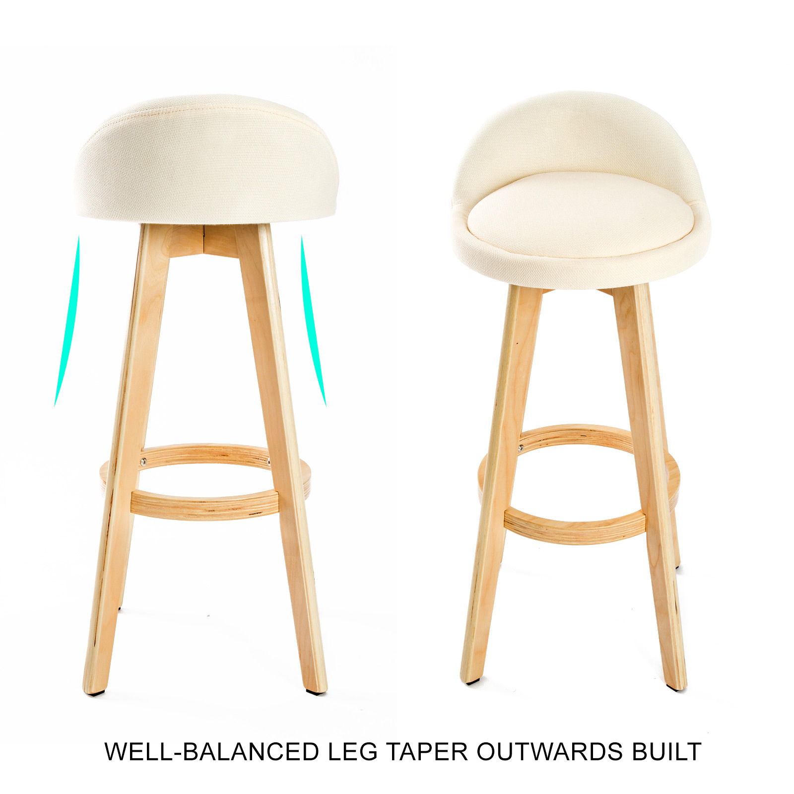 2X Wooden Bar Stool Barstools Dining Chair Kitchen Stools Swivel PU Fabric - Picture 34 of 210