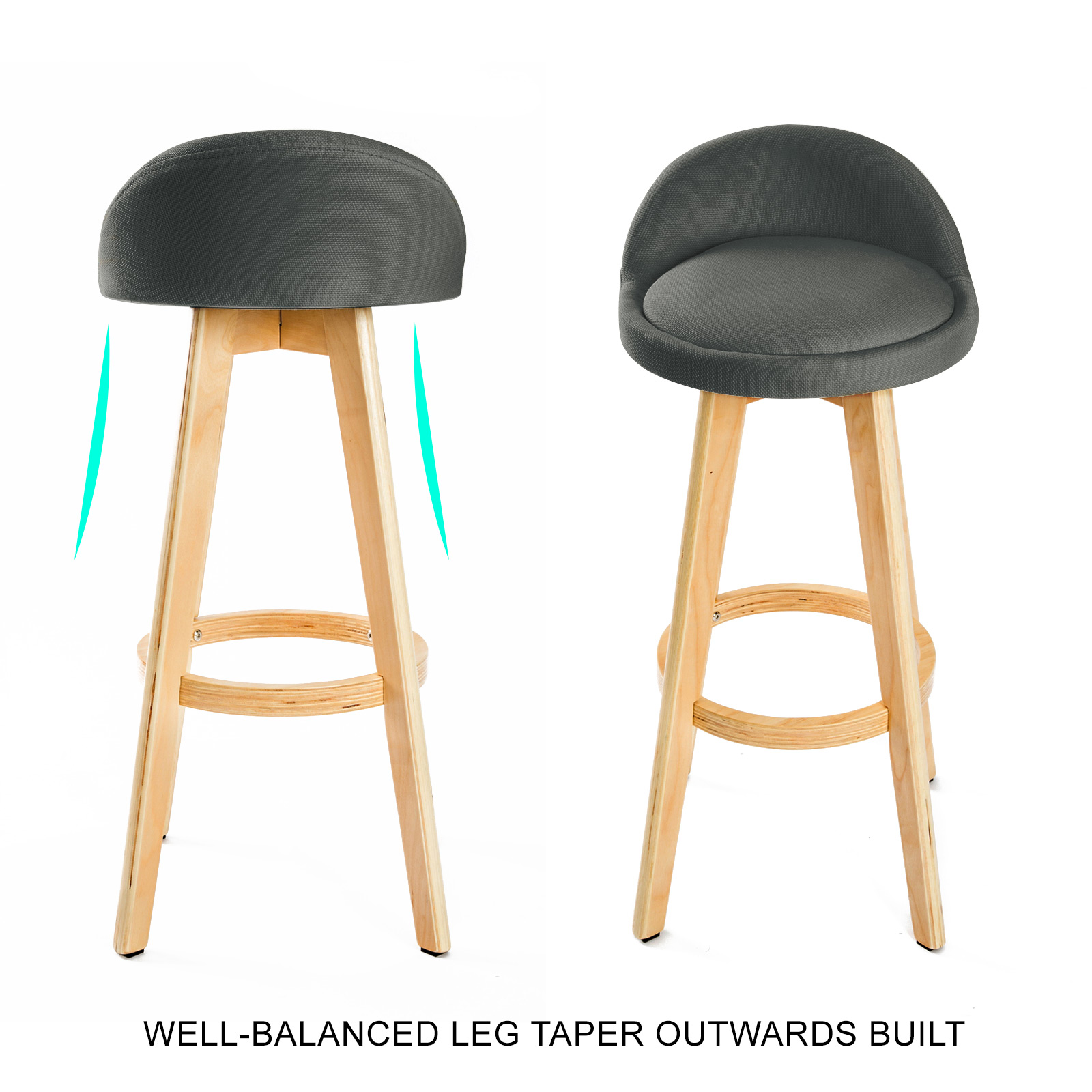 2X Wooden Bar Stool Barstools Dining Chair Kitchen Stools Swivel PU Fabric - Picture 46 of 210