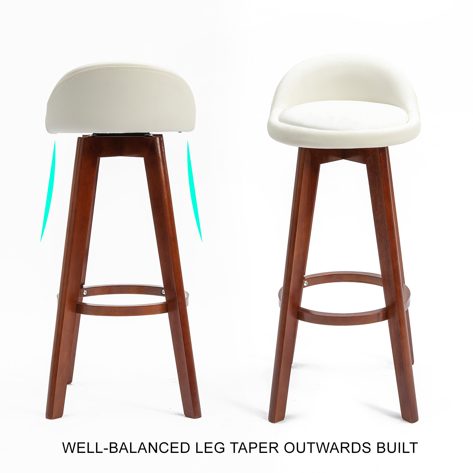 2X Wooden Bar Stool Barstools Dining Chair Kitchen Stools Swivel PU Fabric - Picture 118 of 210