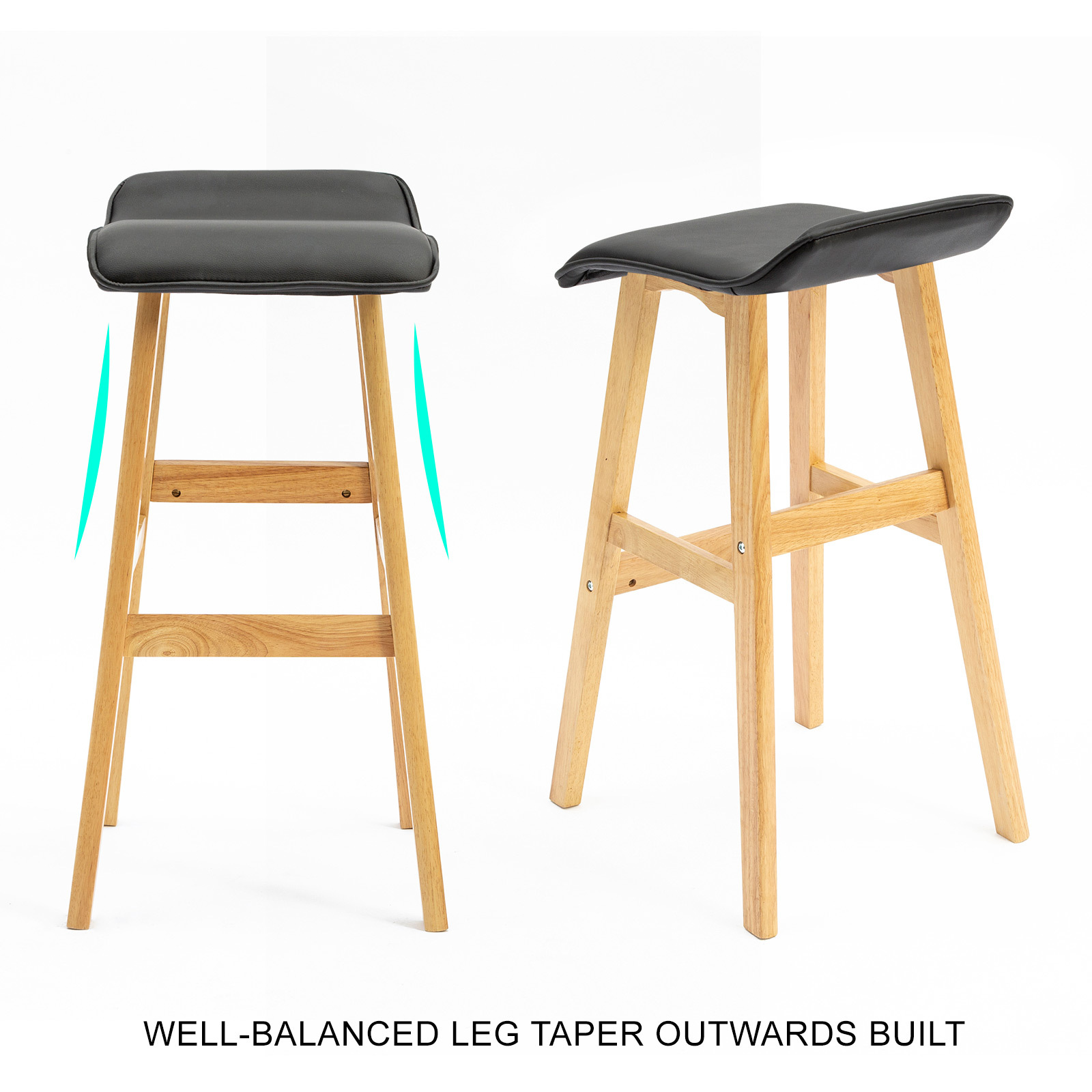 2X Wooden Bar Stool Barstools Dining Chair Kitchen Stools Swivel PU Fabric - Picture 142 of 210