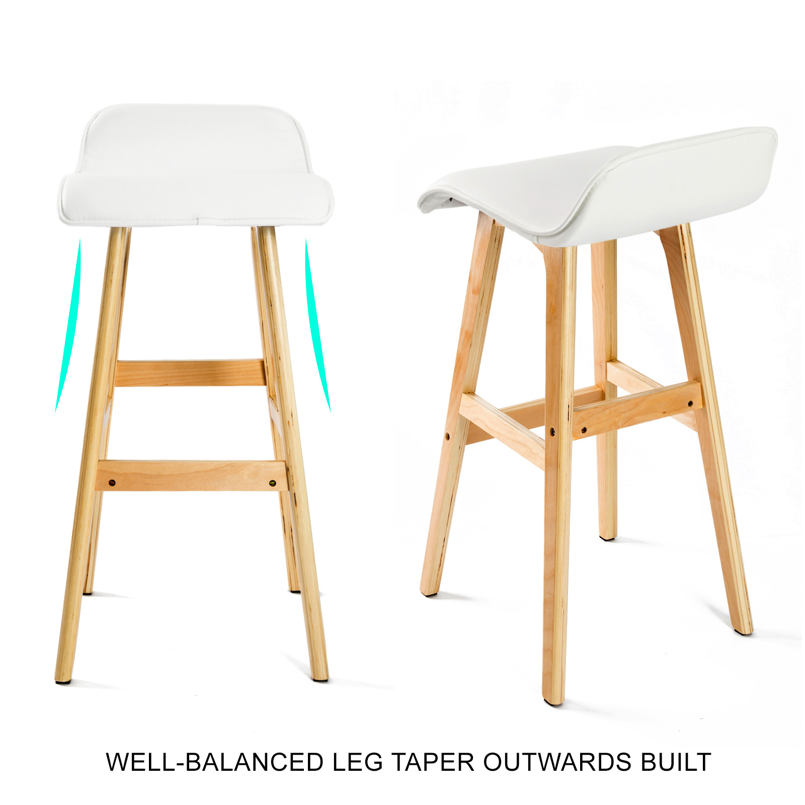 2X Wooden Bar Stool Barstools Dining Chair Kitchen Stools Swivel PU Fabric - Picture 154 of 210