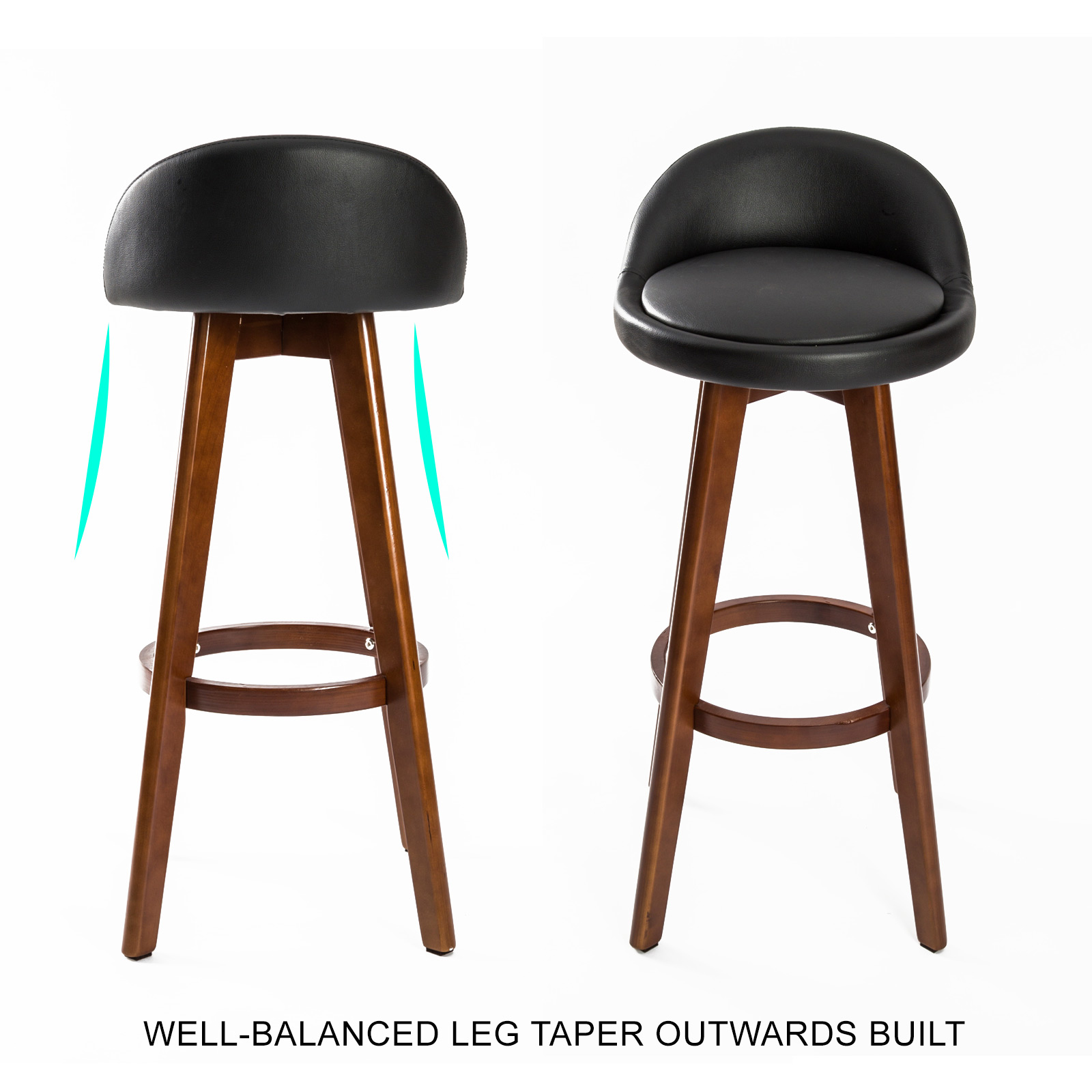 2X Wooden Bar Stool Barstools Dining Chair Kitchen Stools Swivel PU Fabric - Picture 166 of 210