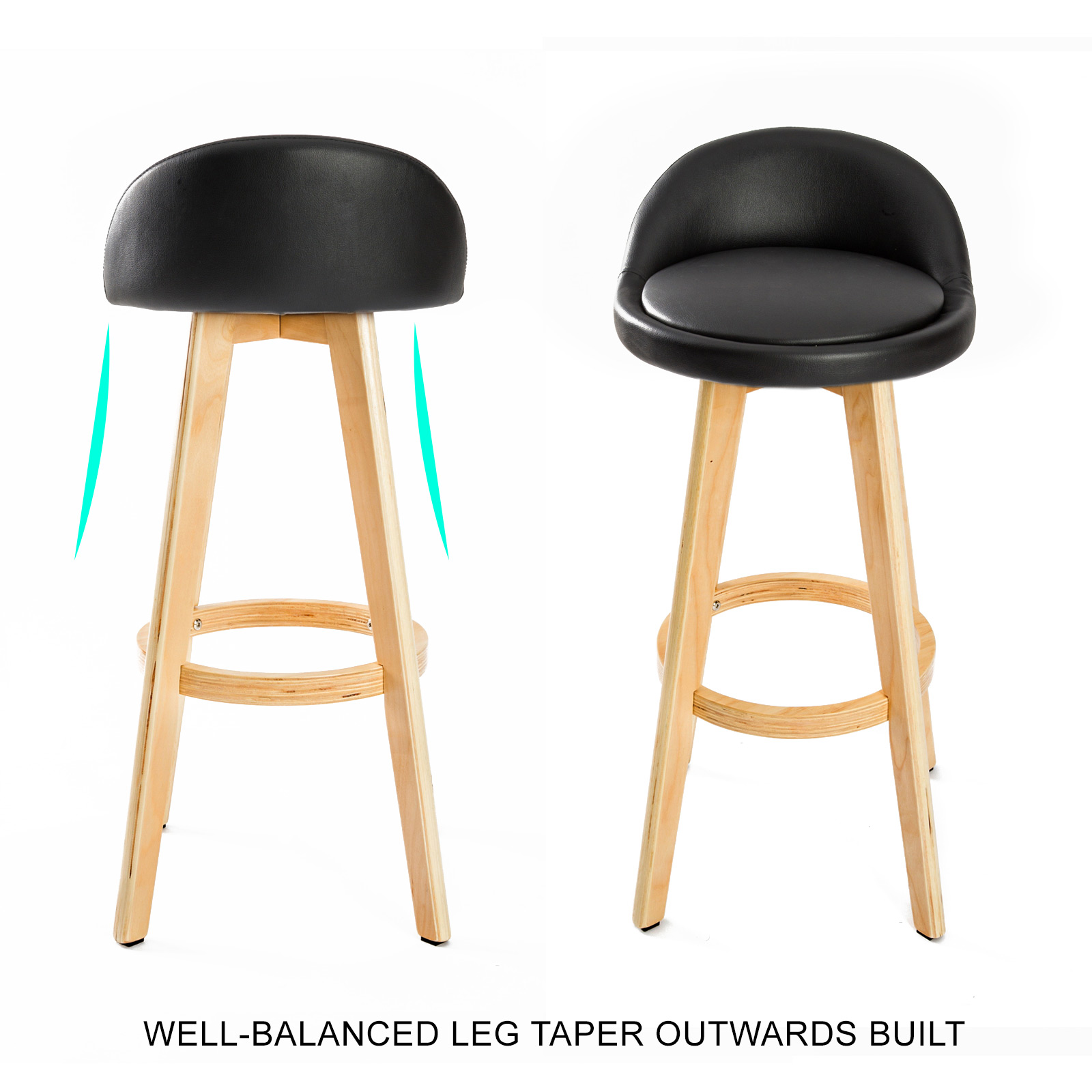 2X Wooden Bar Stool Barstools Dining Chair Kitchen Stools Swivel PU Fabric - Picture 178 of 210