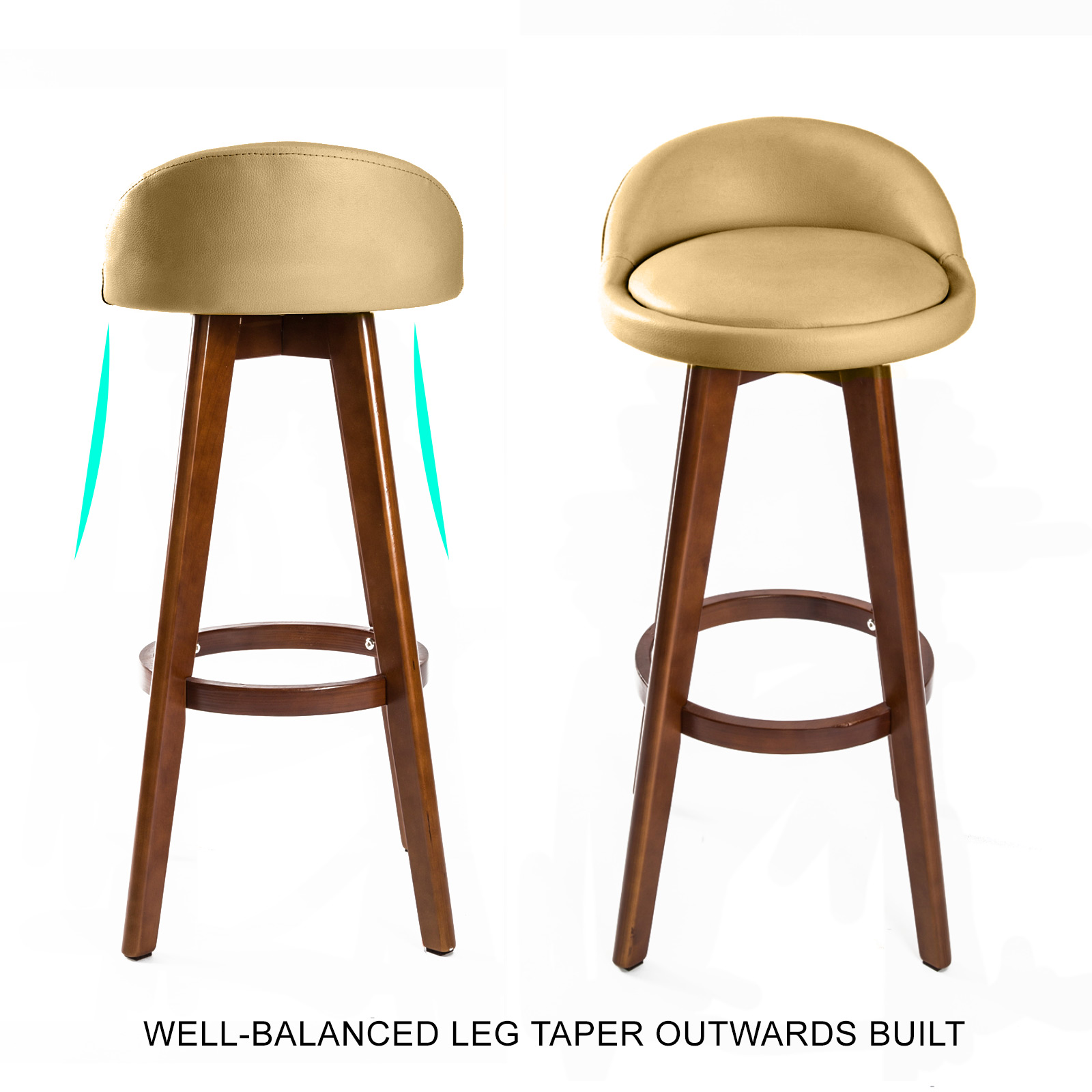 2X Wooden Bar Stool Barstools Dining Chair Kitchen Stools Swivel PU Fabric - Picture 190 of 210
