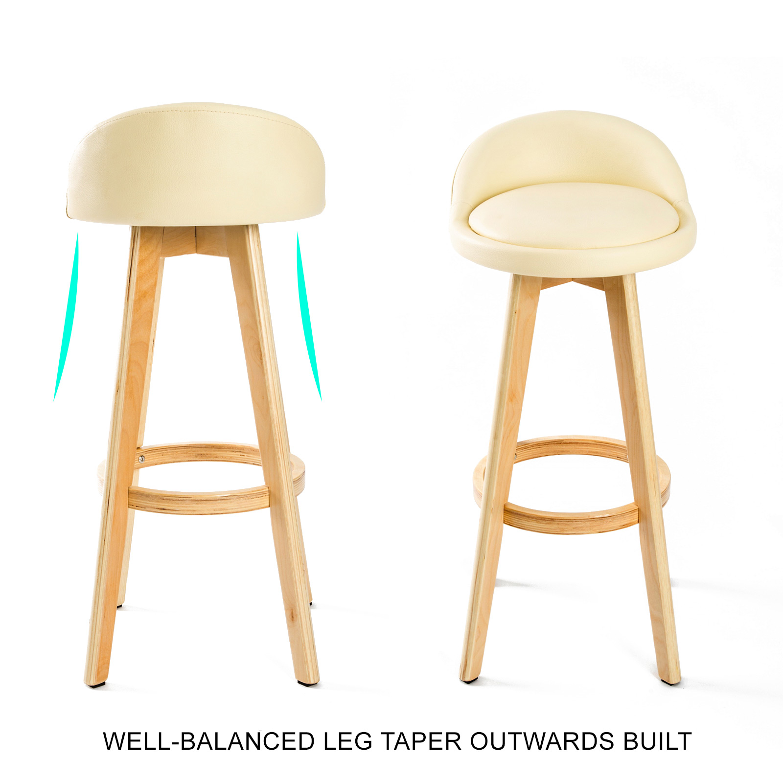 2X Wooden Bar Stool Barstools Dining Chair Kitchen Stools Swivel PU Fabric - Picture 202 of 210