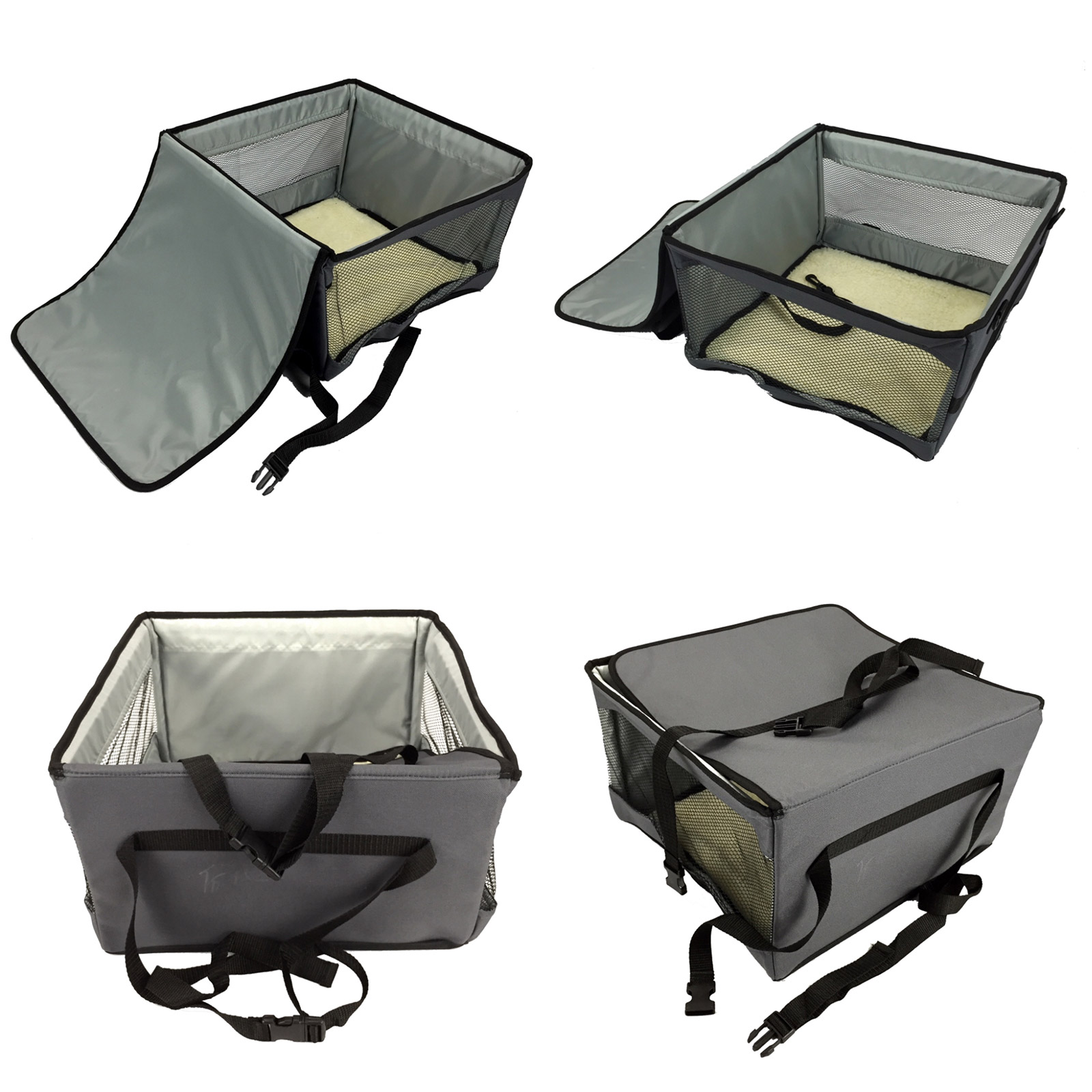 Large Portable Pet Booster Soft Crate GREY Paw Mate