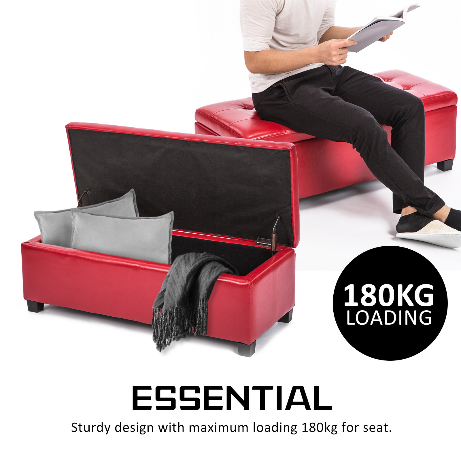 Storage Ottoman Blanket Box Linen Fabric Foot Stool Couch Bed LARGE - Picture 99 of 118