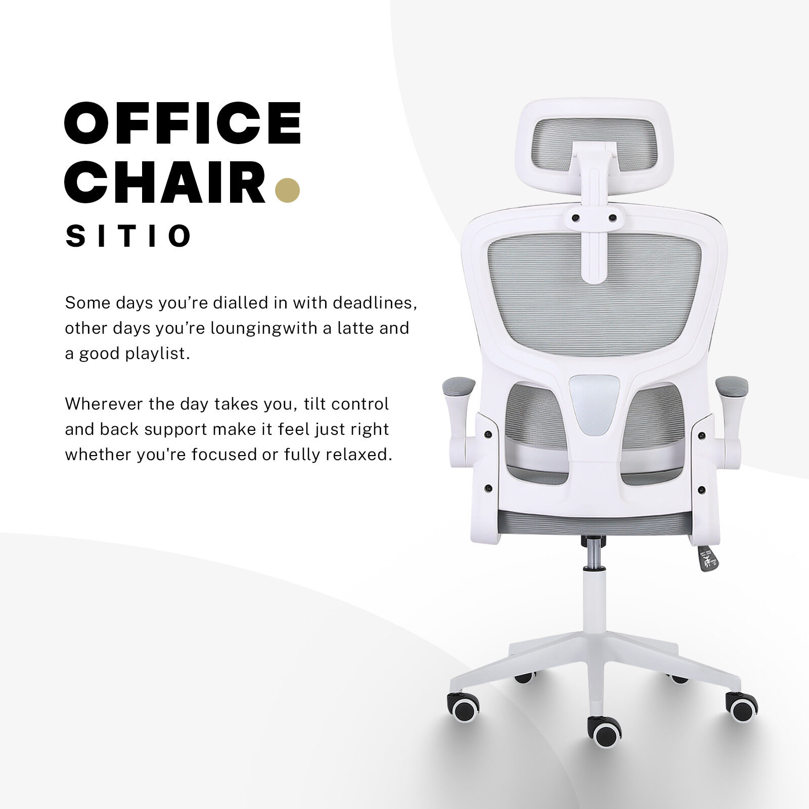 Ergonomic Mesh Office Chair, Lumbar Support, Adjust Headrest PINK/GREY/BLACK/B&W - Picture 27 of 75