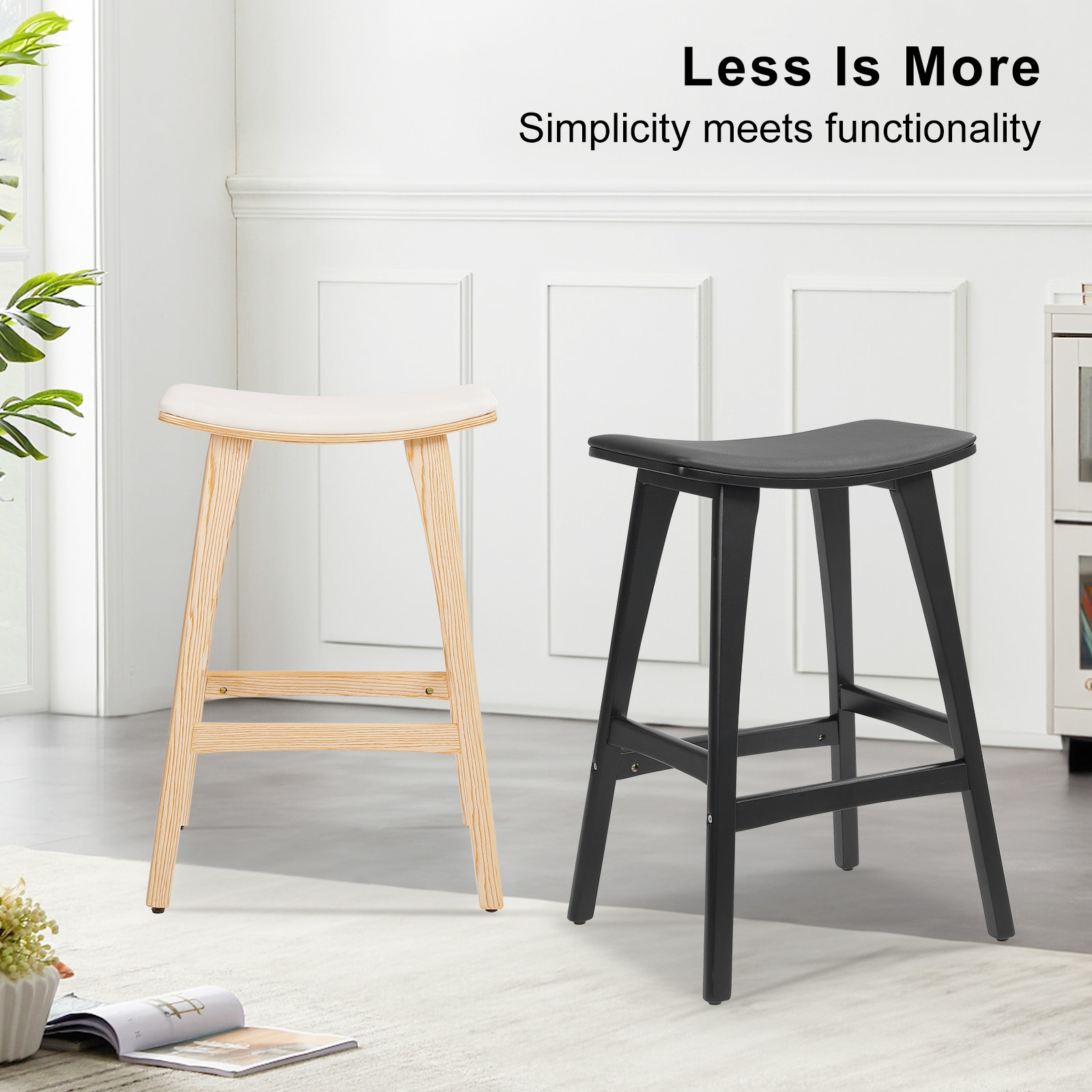 2X 4X Natural Wood Bar Stools 65cm - Kitchen Counter Barstool Scandinavian Chair - Picture 53 of 101