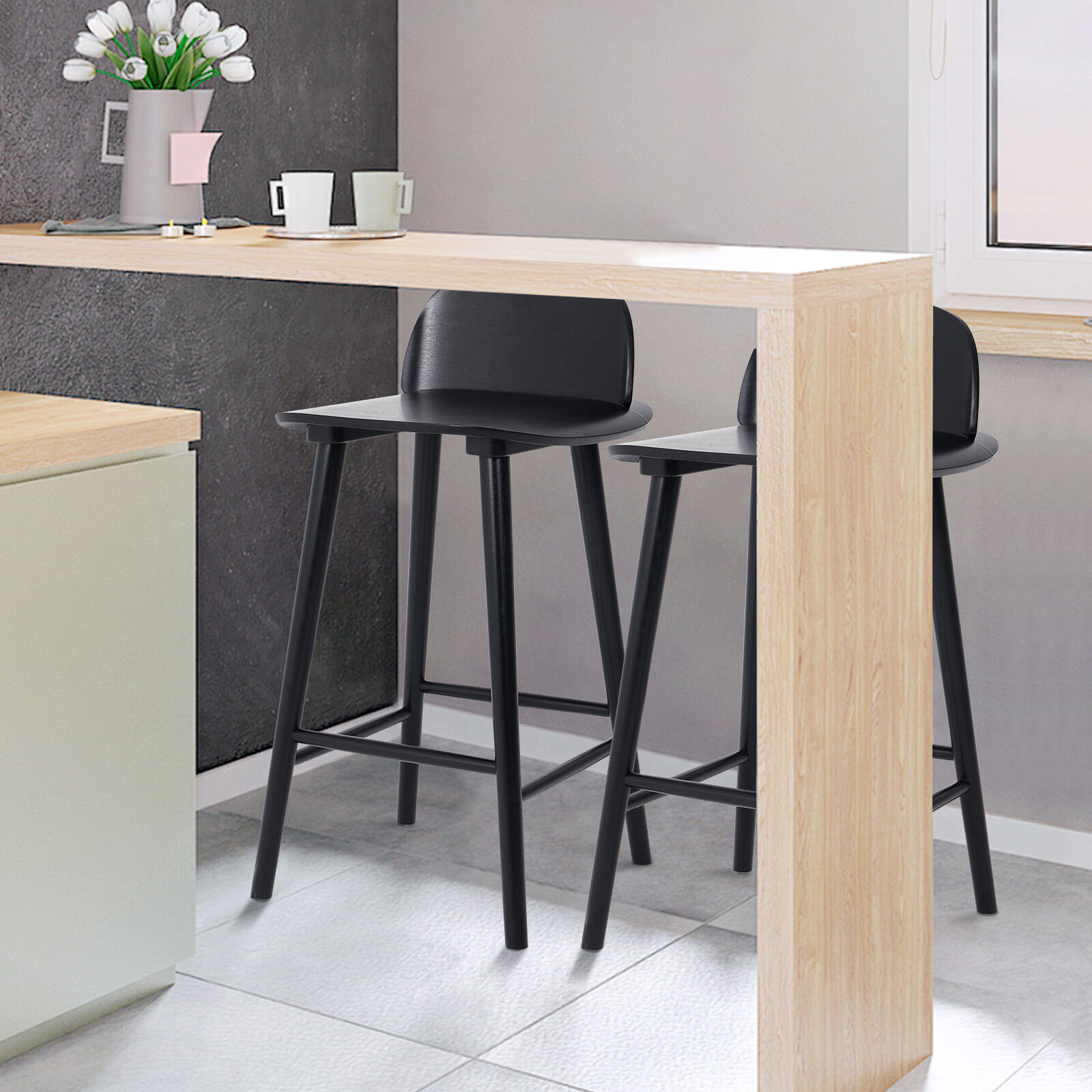 2X 4X Natural Wood Bar Stools 65cm - Kitchen Counter Barstool Scandinavian Chair - Picture 64 of 101