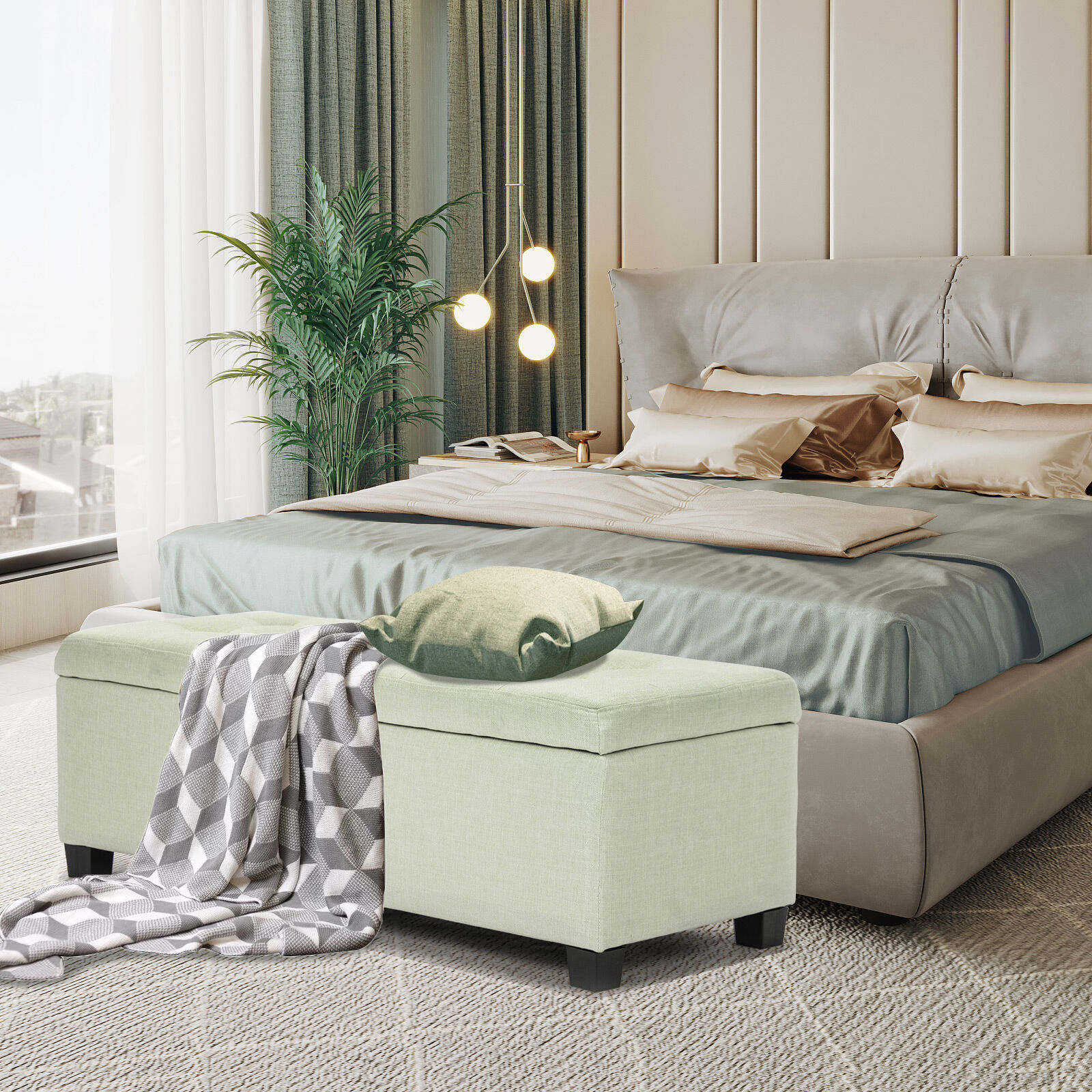 Storage Ottoman Blanket Box Linen Fabric Foot Stool Couch Bed LARGE - Picture 40 of 118