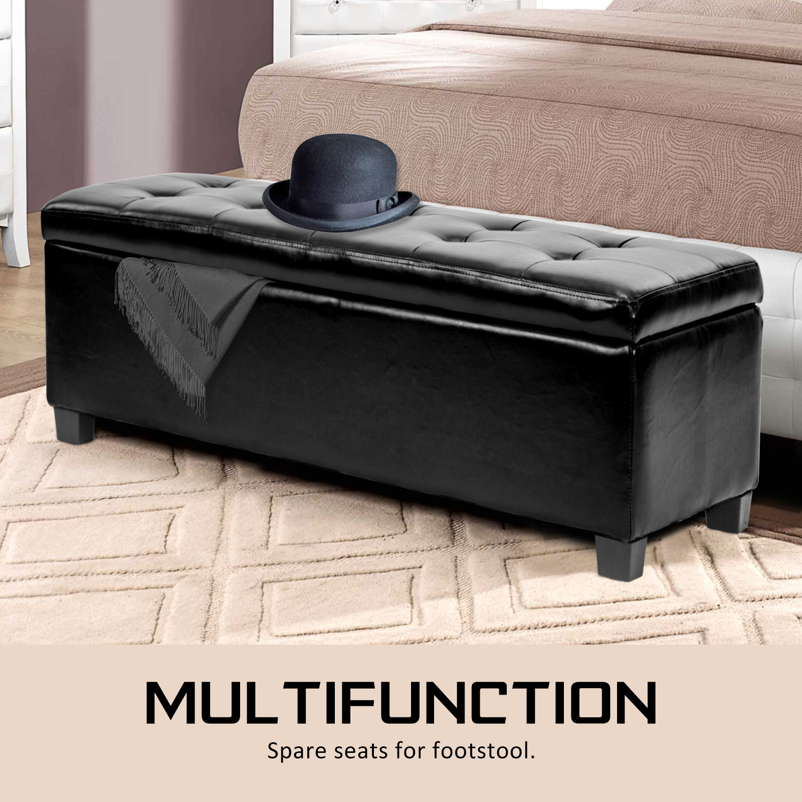 Storage Ottoman Blanket Box Linen Fabric Foot Stool Couch Bed LARGE - Picture 76 of 118