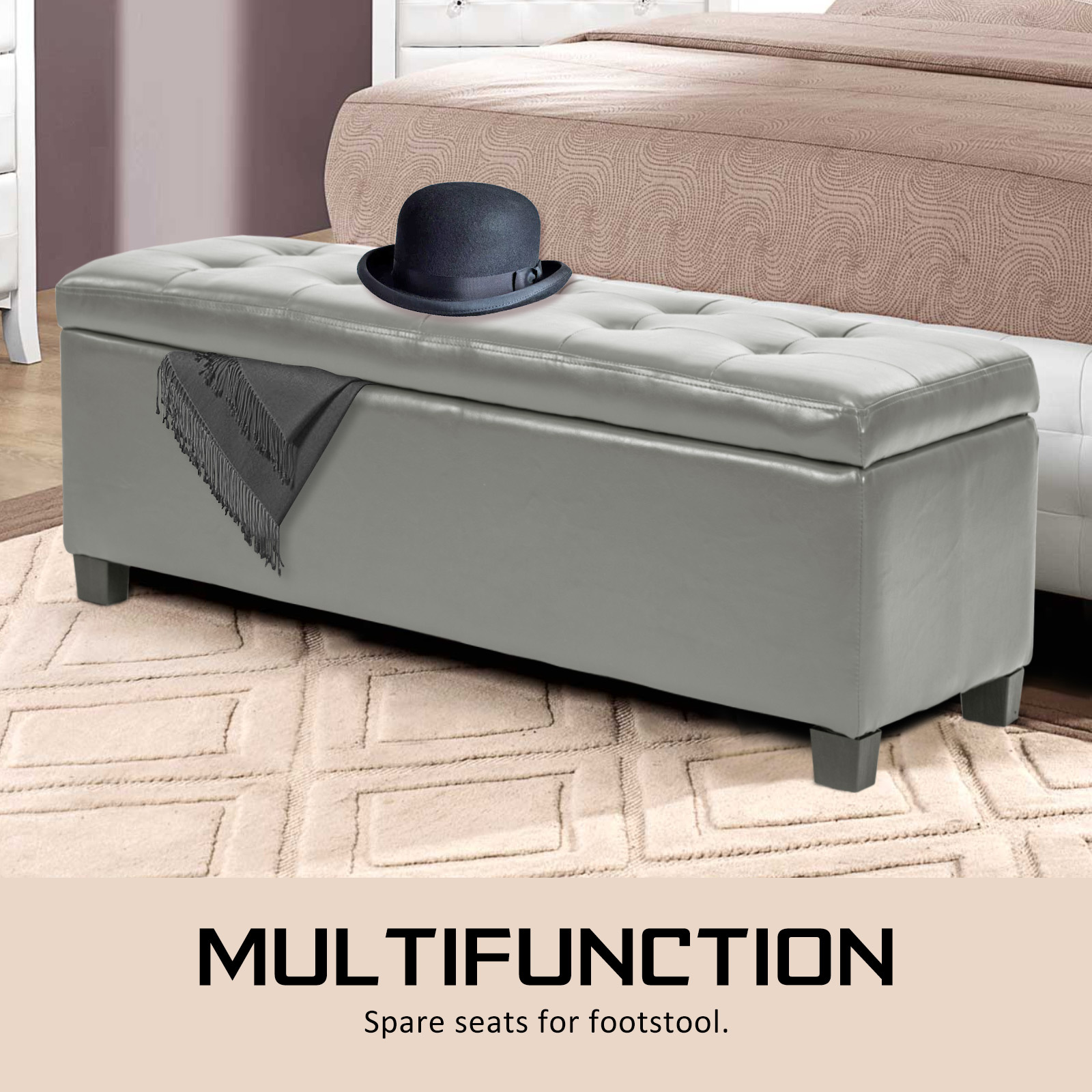 Storage Ottoman Blanket Box Linen Fabric Foot Stool Couch Bed LARGE - Picture 88 of 118