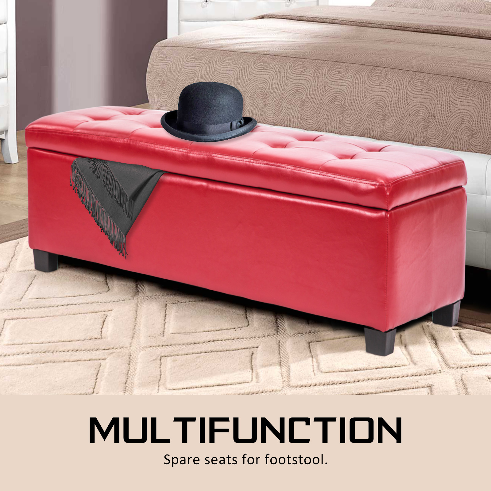 Storage Ottoman Blanket Box Linen Fabric Foot Stool Couch Bed LARGE - Picture 100 of 118