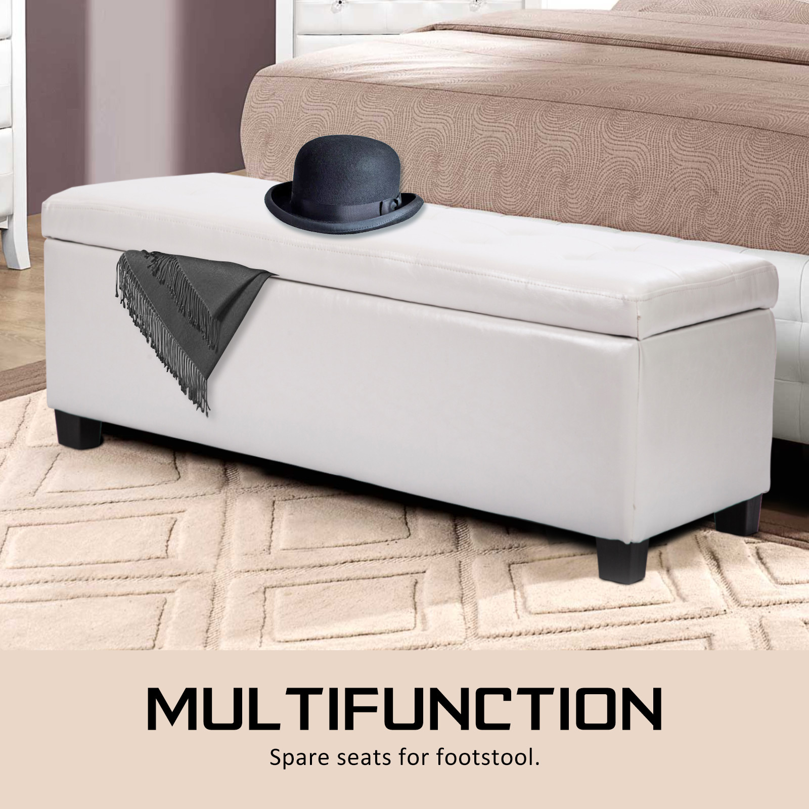 Storage Ottoman Blanket Box Linen Fabric Foot Stool Couch Bed LARGE - Picture 112 of 118