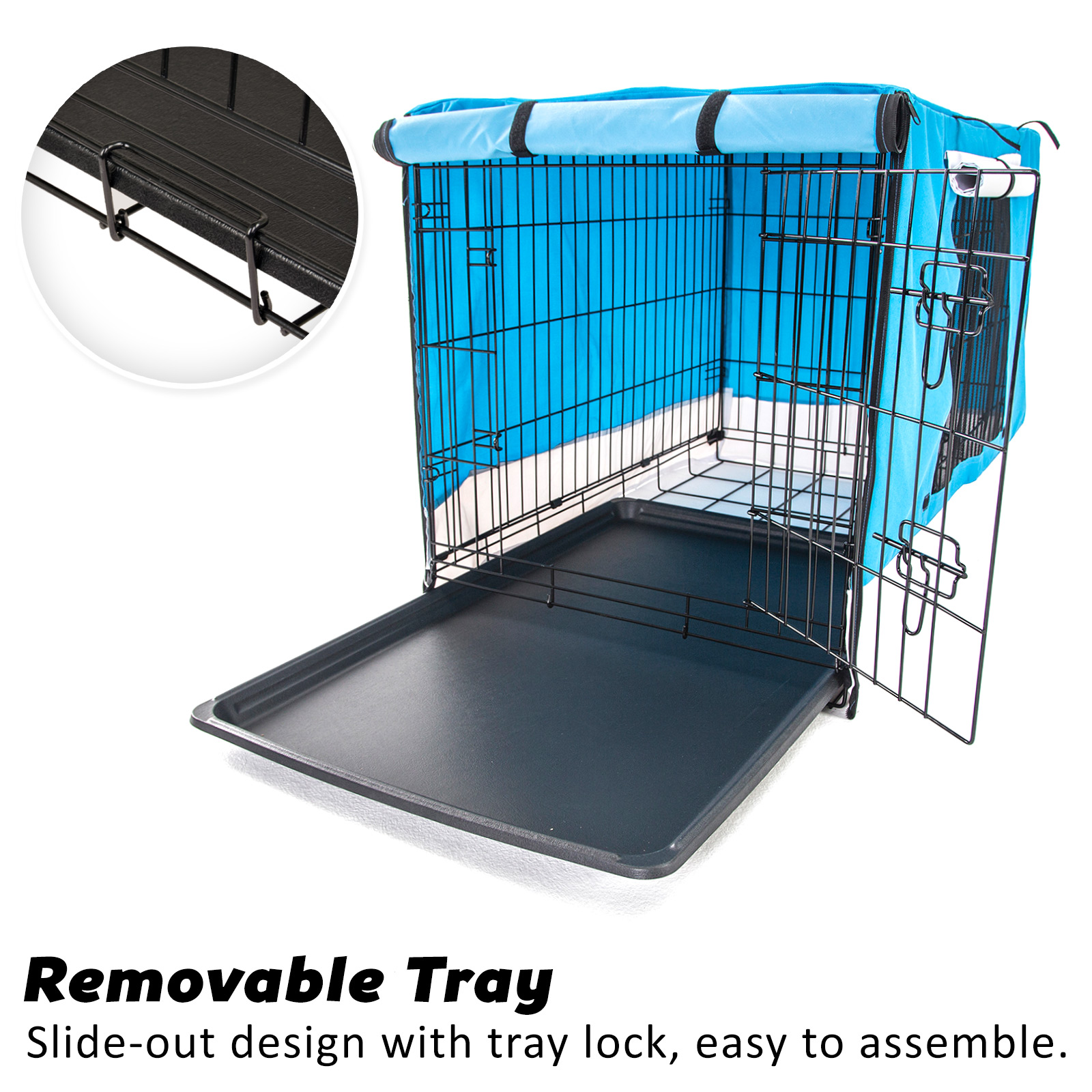 Dog Cat Pet Cage Wire Kennel Crate Foldable Metal Tray Cover 24" 30" 36" 42" 48" - Picture 157 of 262