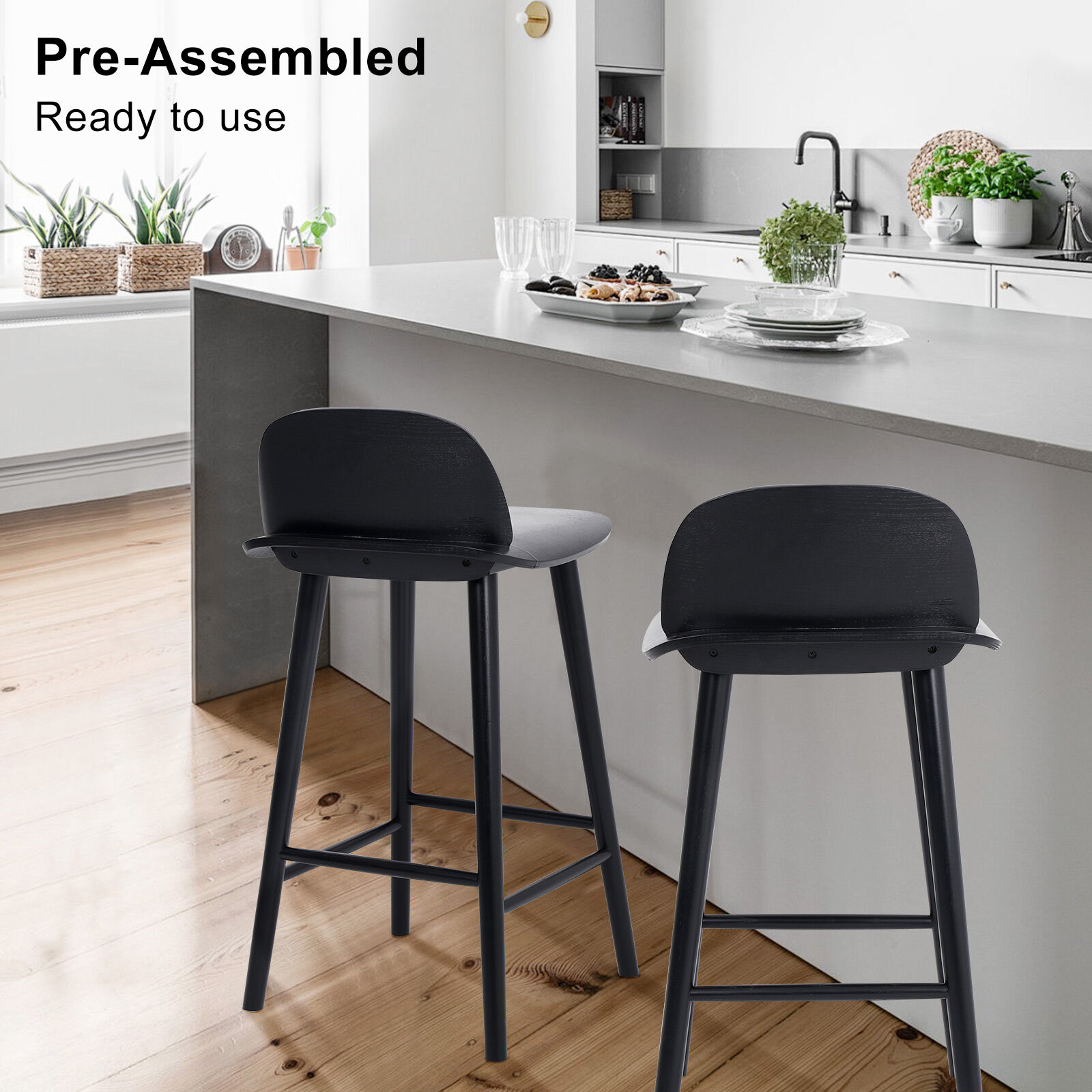 2X 4X Natural Wood Bar Stools 65cm - Kitchen Counter Barstool Scandinavian Chair - Picture 65 of 101
