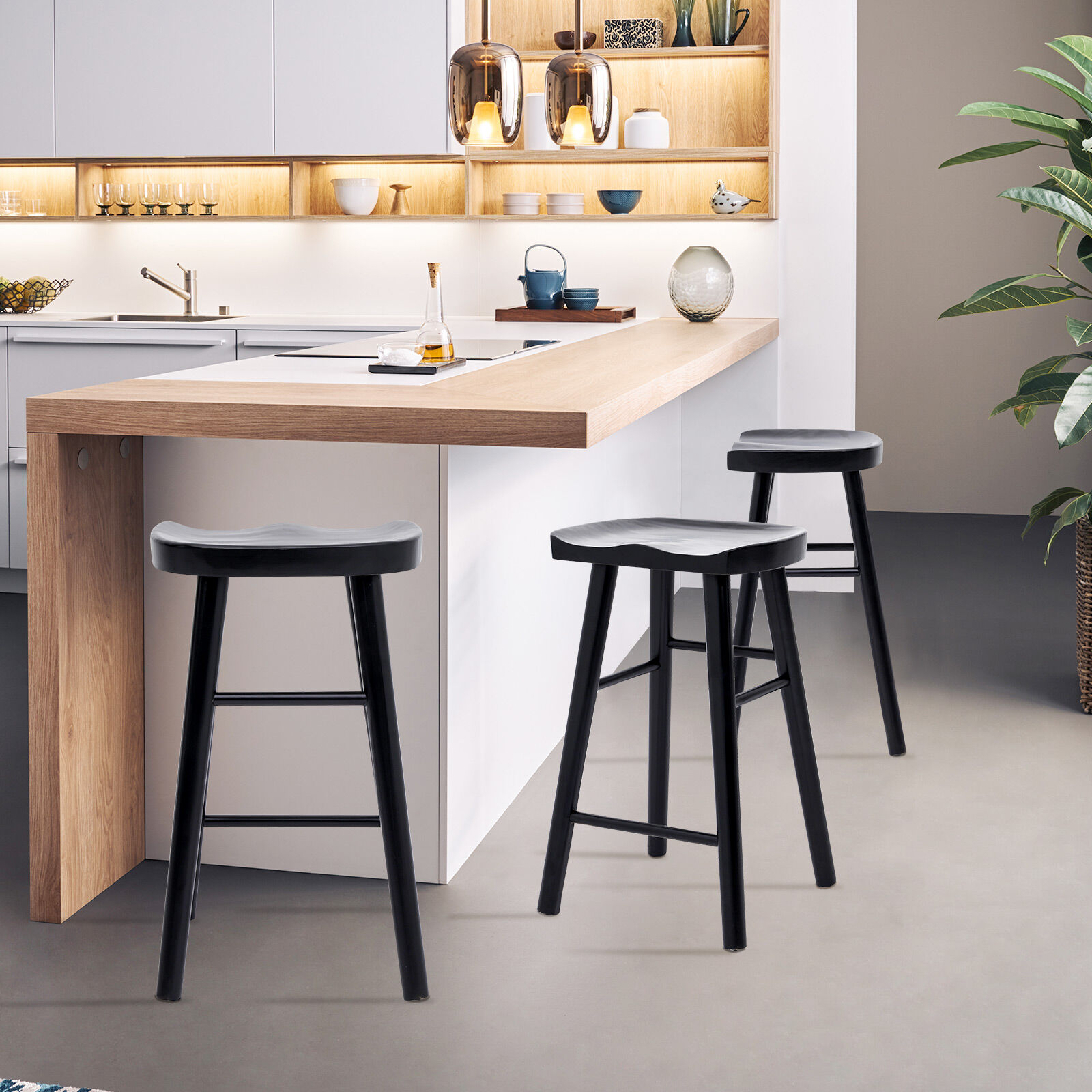 2X 4X Natural Wood Bar Stools 65cm - Kitchen Counter Barstool Scandinavian Chair - Picture 85 of 101