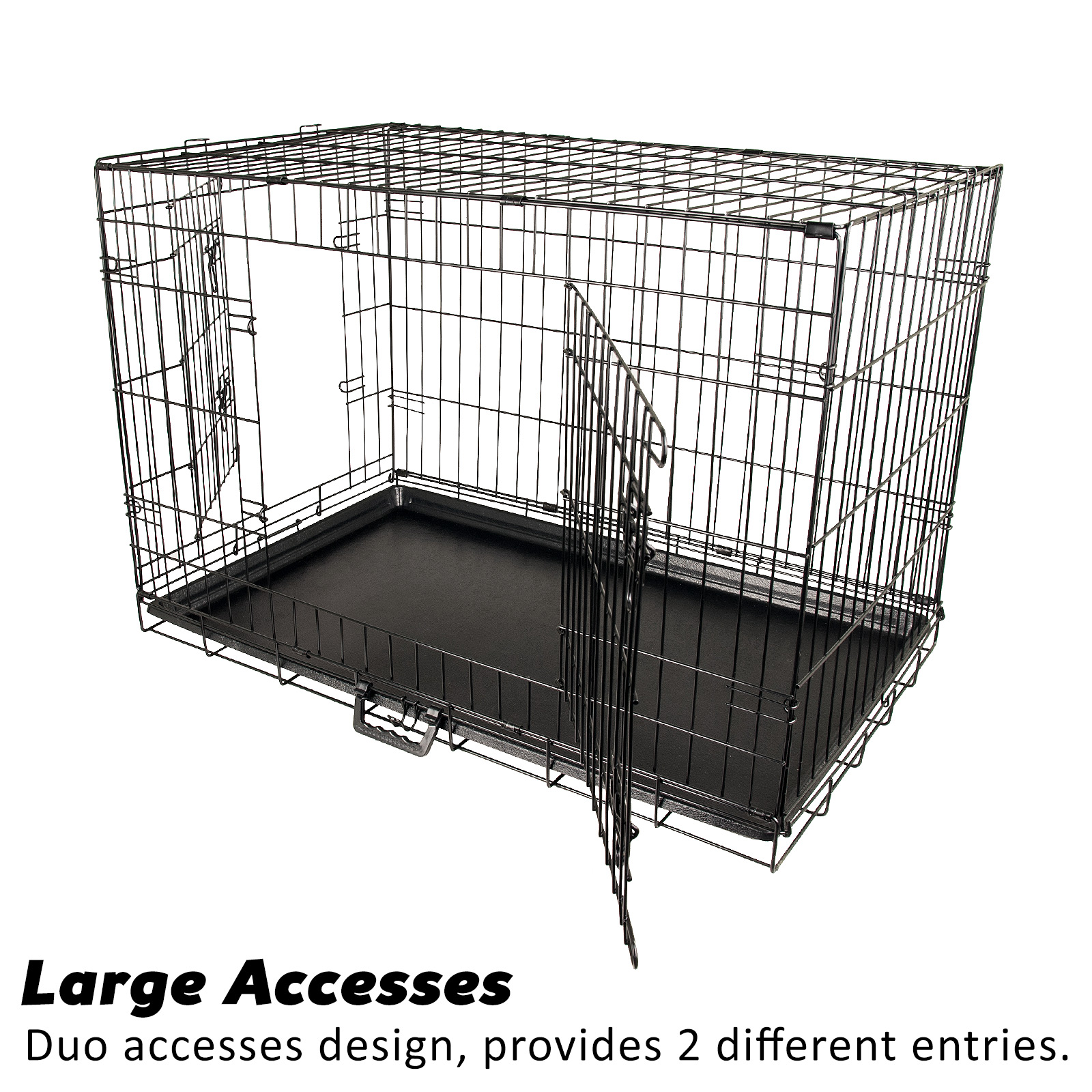 Dog Cat Pet Cage Wire Kennel Crate Foldable Metal Tray Cover 24" 30" 36" 42" 48" - Picture 180 of 262