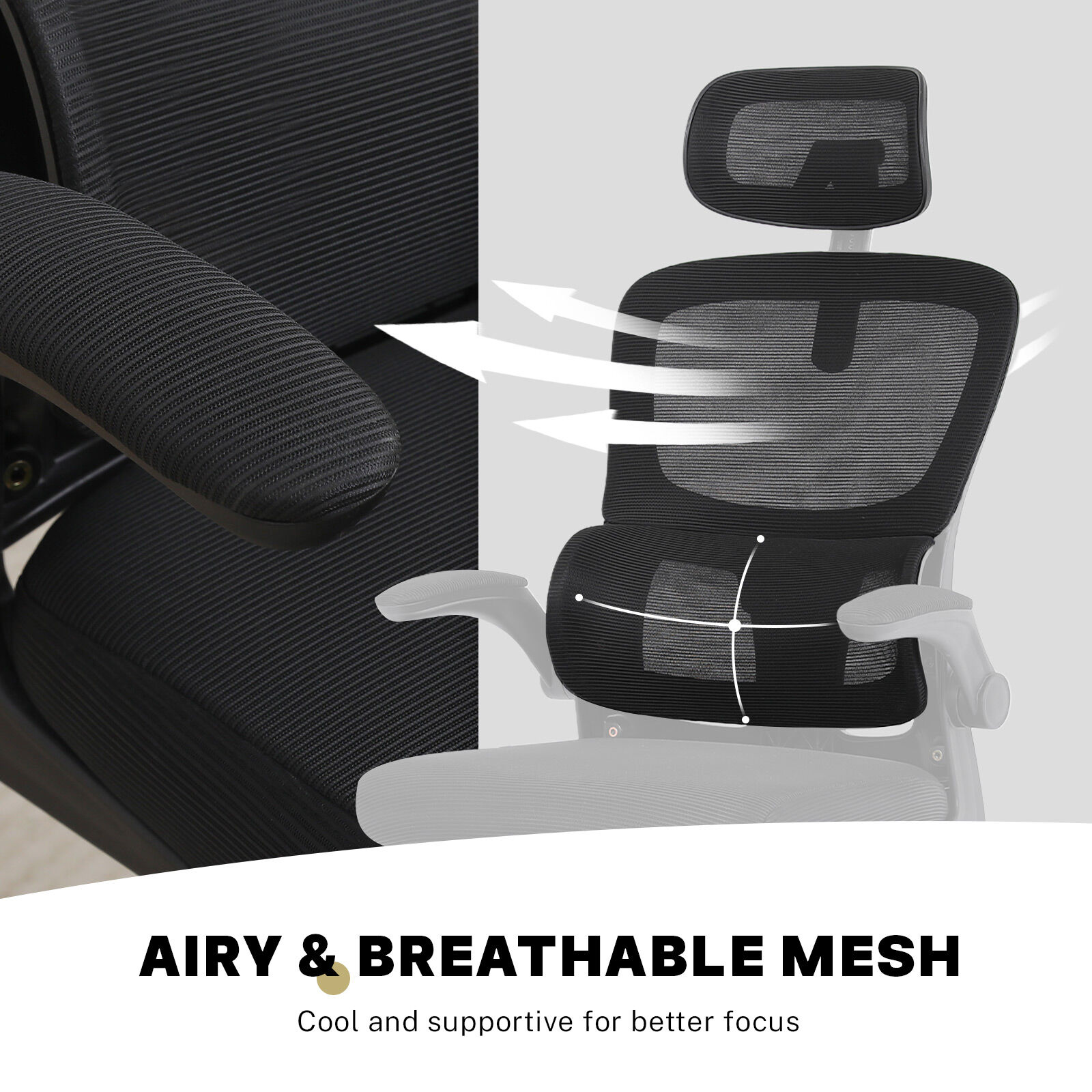 Ergonomic Mesh Office Chair, Lumbar Support, Adjust Headrest PINK/GREY/BLACK/B&W - Picture 19 of 75