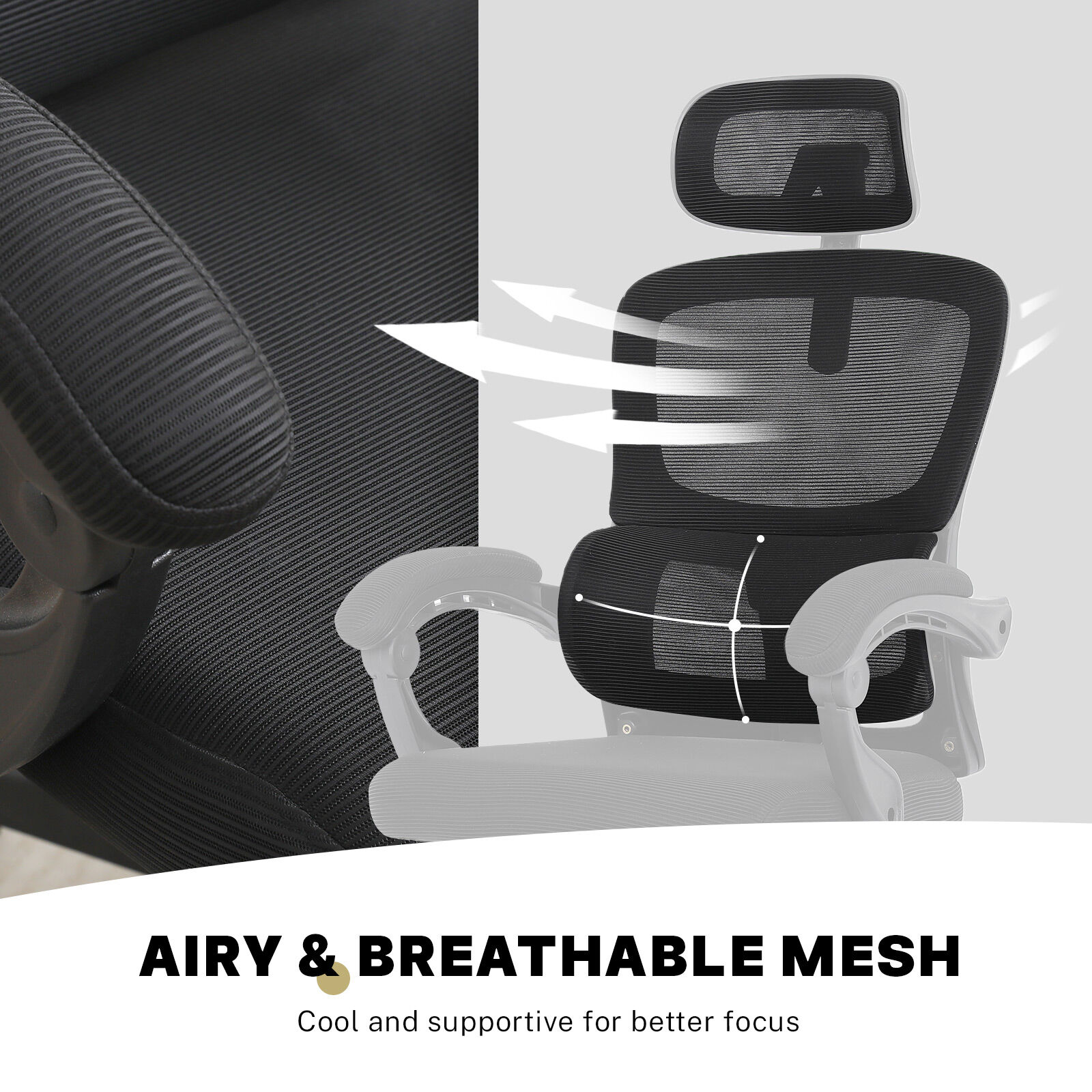 Ergonomic Mesh Office Chair, Lumbar Support, Adjust Headrest PINK/GREY/BLACK/B&W - Picture 52 of 75