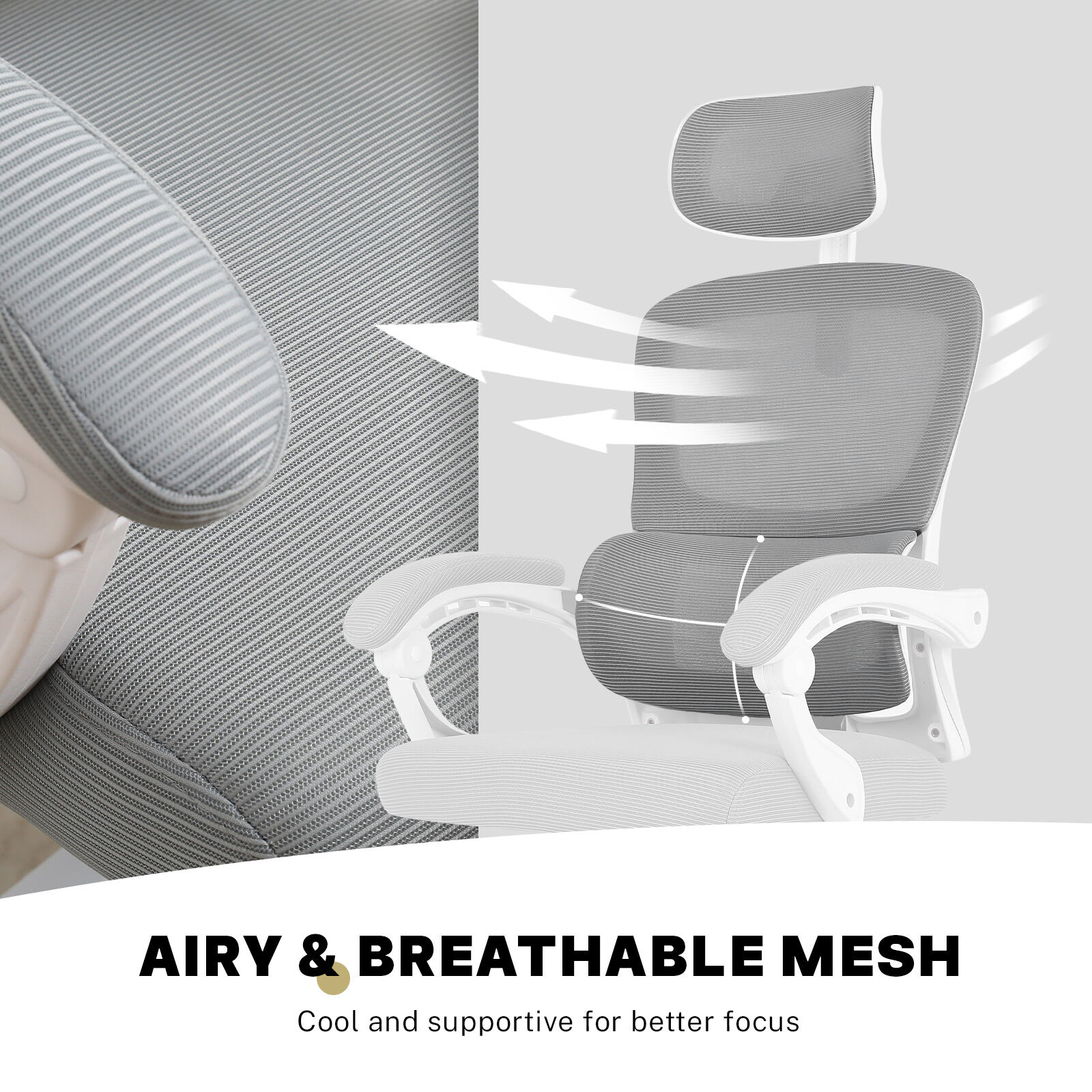Ergonomic Mesh Office Chair, Lumbar Support, Adjust Headrest PINK/GREY/BLACK/B&W - Picture 62 of 75