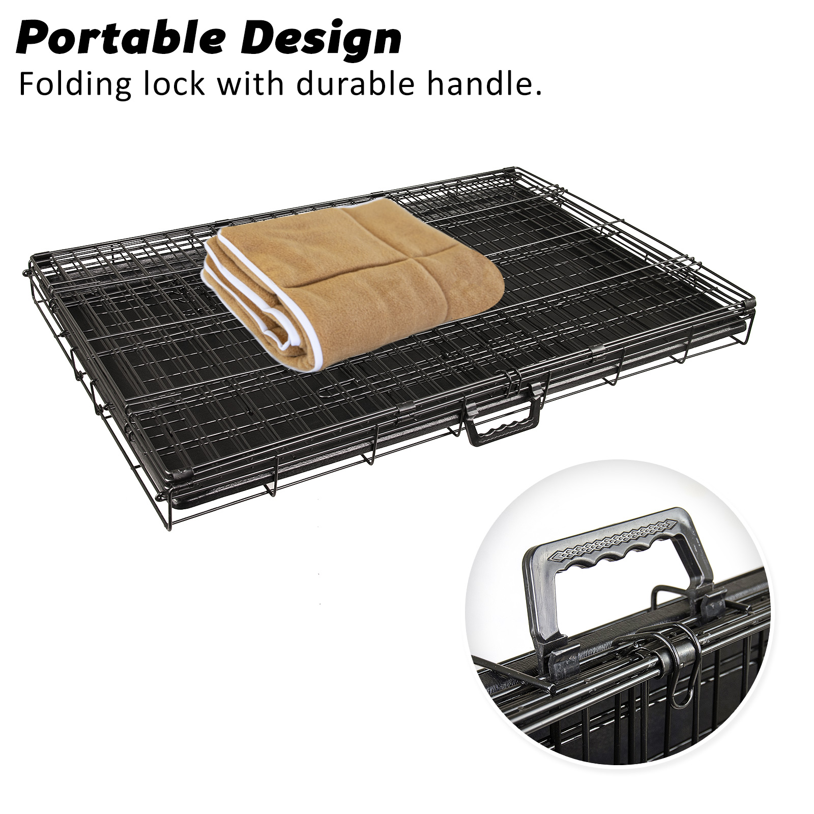 Dog Cat Pet Cage Wire Kennel Crate Foldable Metal Tray Cover 24" 30" 36" 42" 48" - Picture 94 of 262