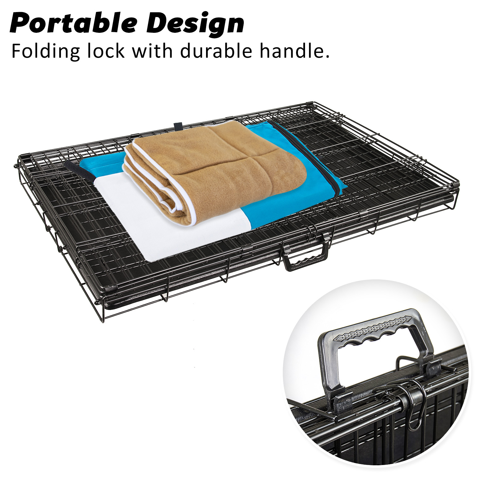 Dog Cat Pet Cage Wire Kennel Crate Foldable Metal Tray Cover 24" 30" 36" 42" 48" - Picture 247 of 262