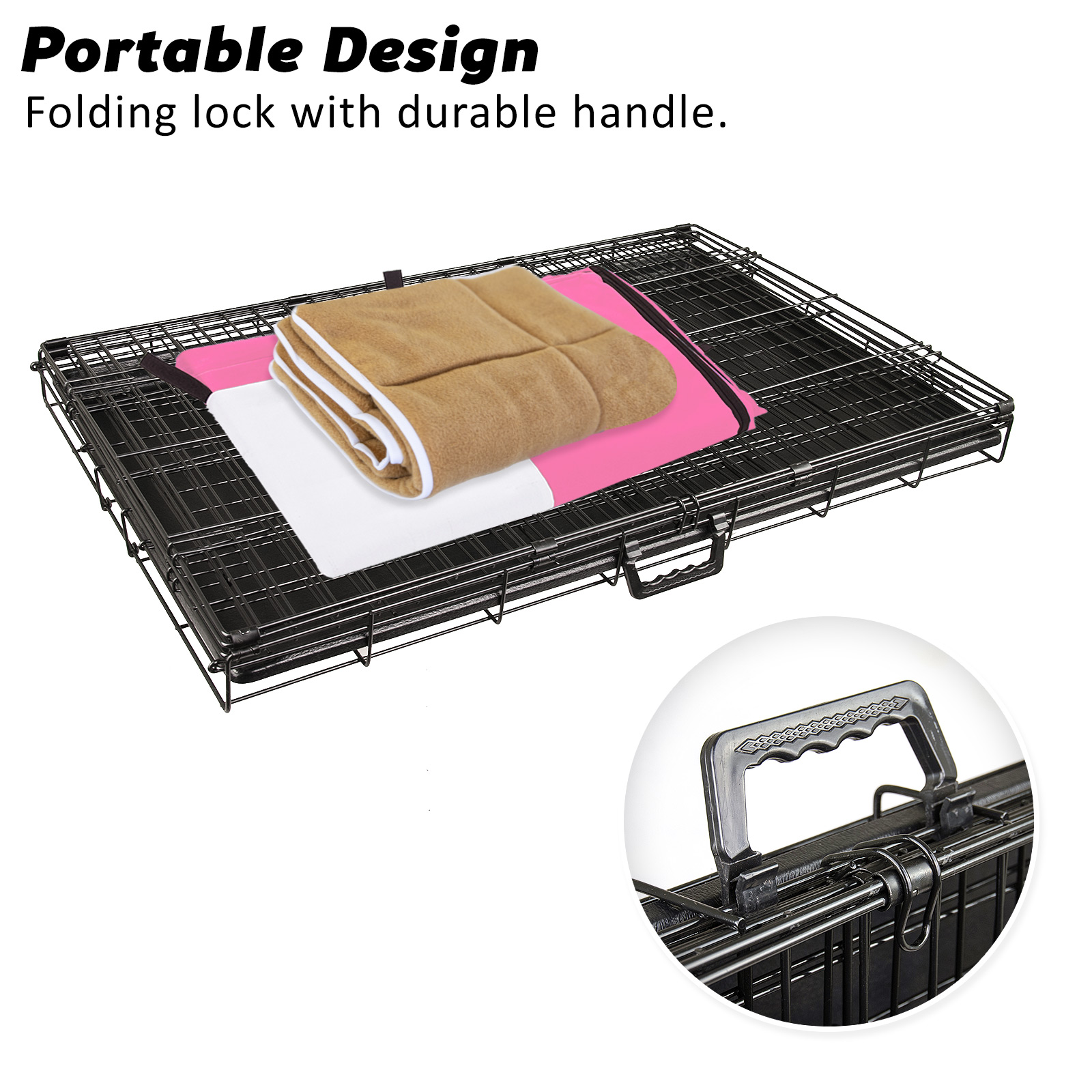 Dog Cat Pet Cage Wire Kennel Crate Foldable Metal Tray Cover 24" 30" 36" 42" 48" - Picture 258 of 262